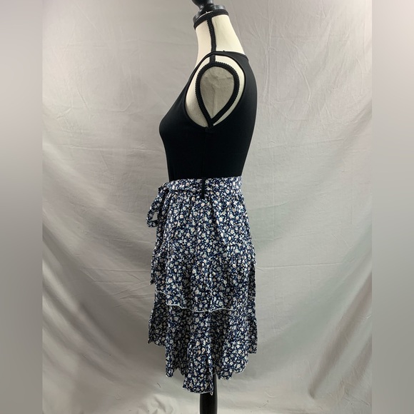 Boho Floral Print Belted Layered Hem Dress - Picture 7 of 9